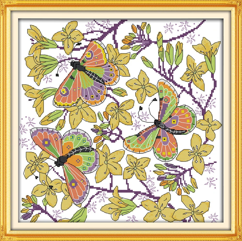 

The butterflies and roses cross stitch kit 18ct 14ct 11ct count printed canvas stitching embroidery DIY handmade needlework