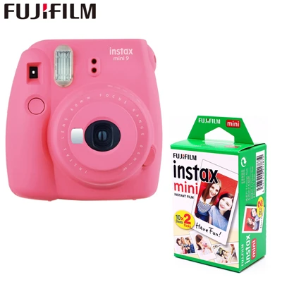 Flamingho pink Подлинная fuji пленка Instax Mini 9 мгновенная пленка камера+ 20 листов fuji пленки белый egde fuji фото камера всплывающий объектив Авто 5 цветов - Цвет: Flamingho pink