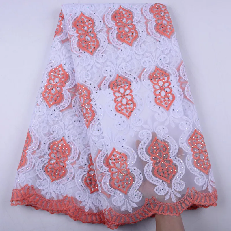 

French Nigerian Lace Fabrics High Quality Tulle Stones African Laces Fabric Wedding African French Tulle Lace Fabric A1498