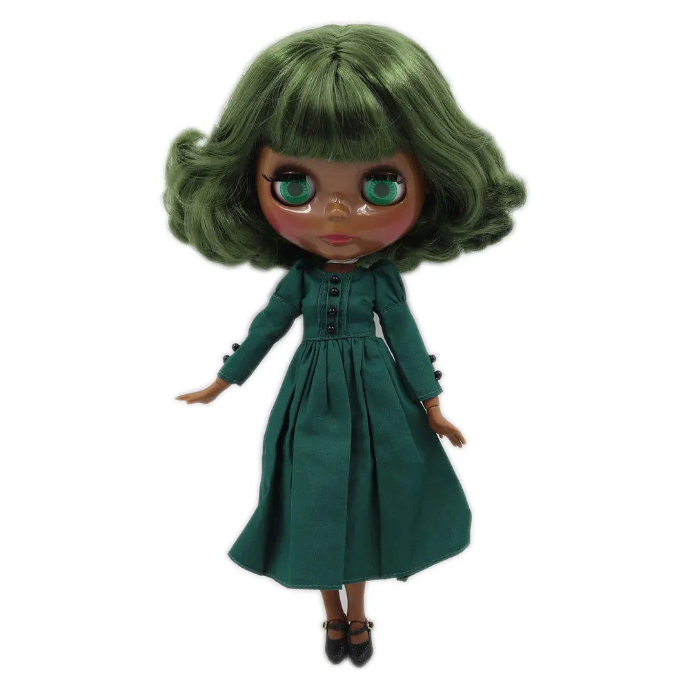 Кукла Blyth ICY DBS супер черная кожа глянцевое лицо суставное тело зеленые волосы bobo.