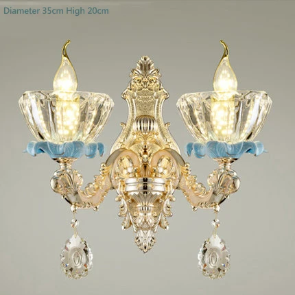 2 lights wall light Роскошная хрустальная люстра для гостиной, классическая хрустальная люстра, светильник для спальни, Золотая лампа, светодиодный потолочный светильник с кристаллами - Цвет абажура: 2 lights wall light
