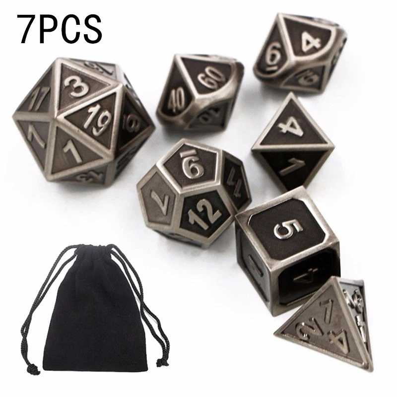 7x медный цветной Ретро металлический многогранный DND набор для ролевых игр с