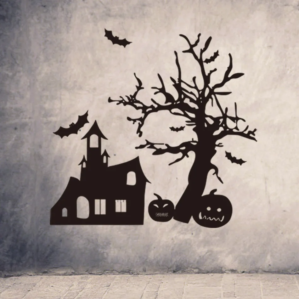 Хэллоуин Рождество Черный Летучая мышь замок дерево Тыква домашний декор