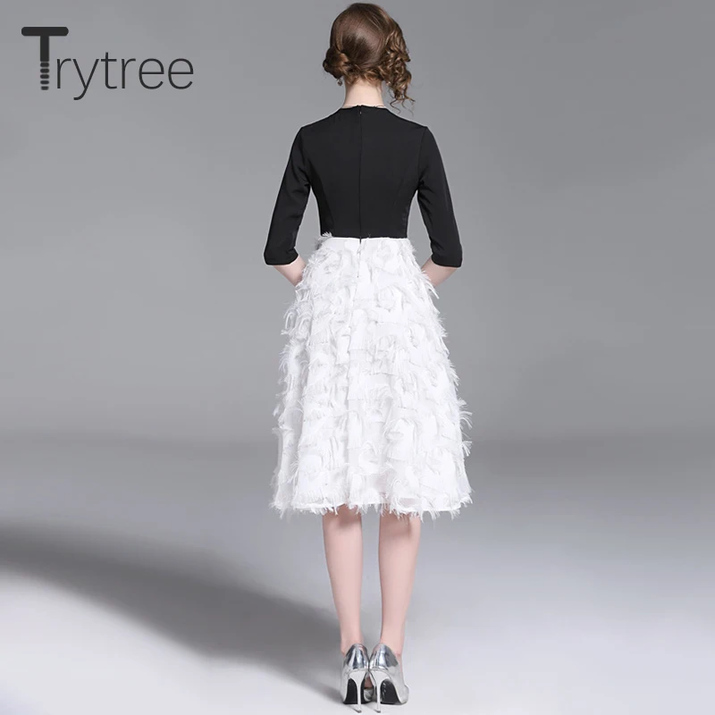 Trytree/летнее Повседневное платье с цветочной аппликацией и бантом женские платья