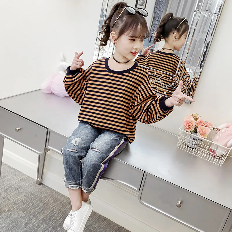 JMFFY Baby Girls Denim Pants Casual Kids Autumn Trousers Girl 2019 Spring Children For Ripped Cowboy Jeans New | Детская одежда и