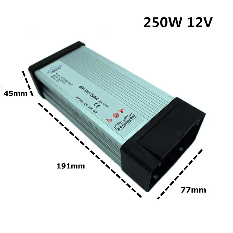 250W 12V 3 года гарантии DC 12 В/24 В водонепроницаемый светодиодный драйвер AC100-240V адаптер трансформатор драйвер 150 Вт 200 Вт 250 Вт 300 Вт 400 Вт - Цвет: 250W 12V