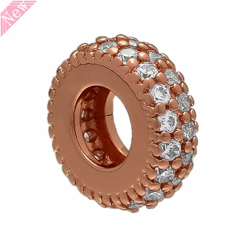 Бусины шармы 14 карат из розового золота с подвеской распоркой подходят для PANDORA