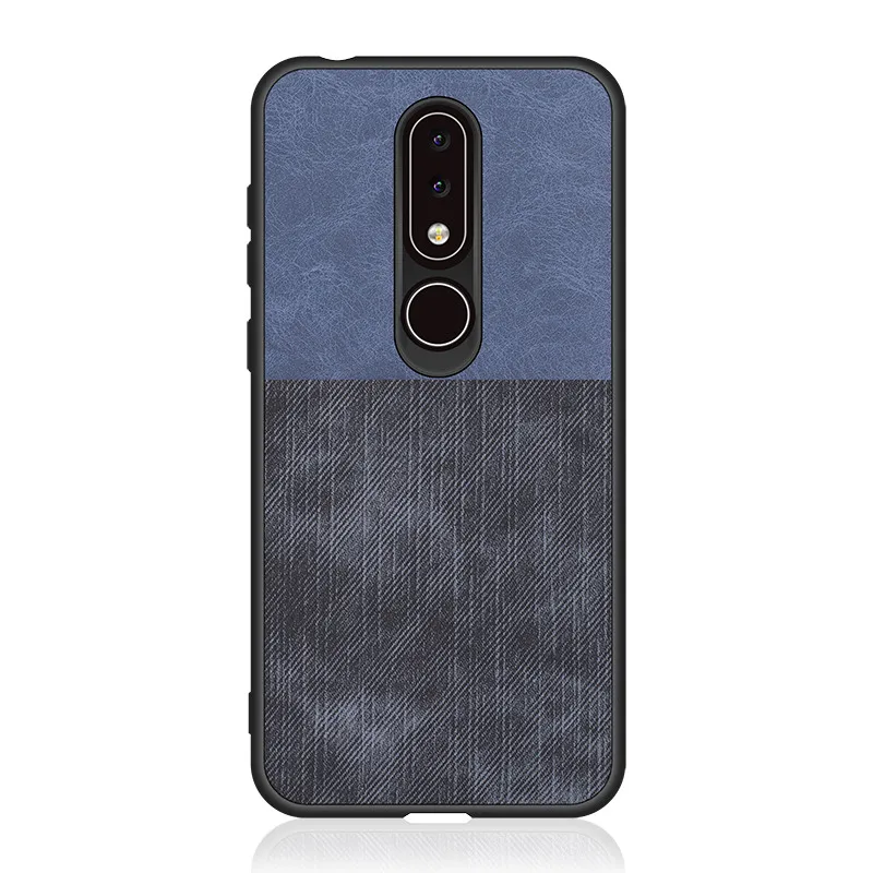 Blue-1 SRHE для Nokia X6 чехол для Nokia 6,1 Plus из искусственной кожи и джинсовой ткани, мягкое Силиконовое полное заднее покрытие для Nokia X6 TA-1099 - Цвет: Blue-1