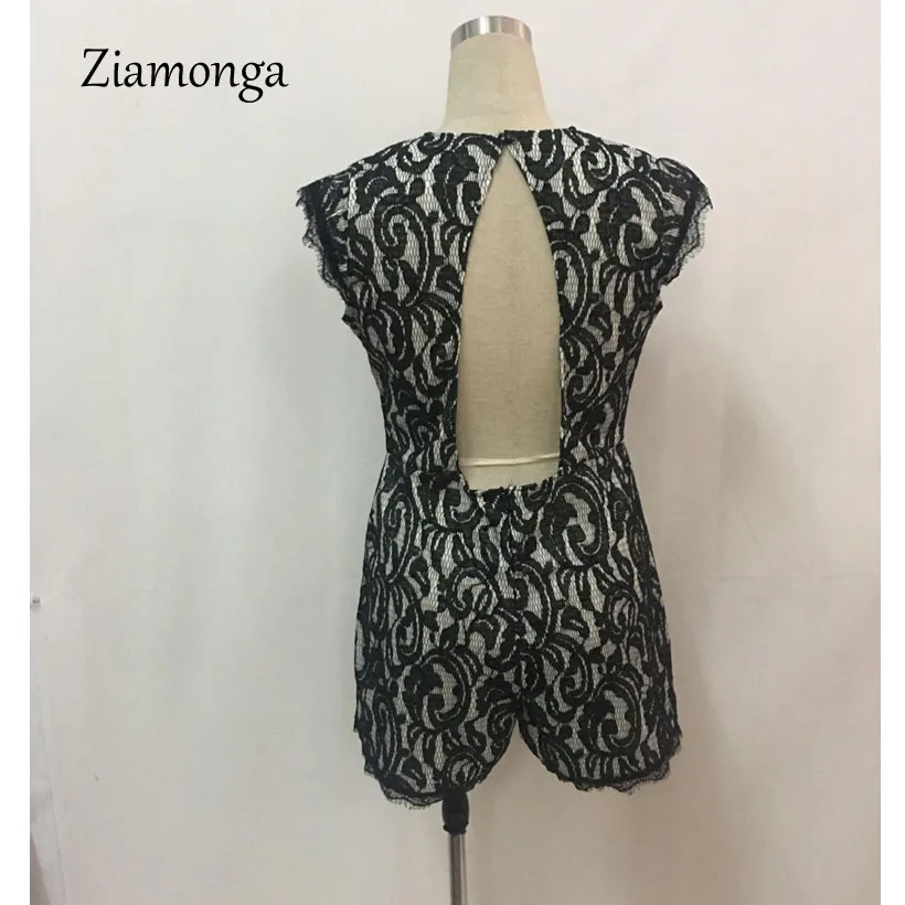 Ziamonga Сексуальное Черное Кружевное боди Женский комбинезон с вышивкой