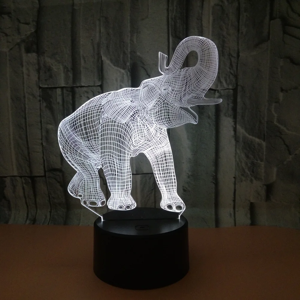[DBF]7 цветов меняющая 3d-лампу в виде слона Оптическая иллюзия сенсорный/пульт