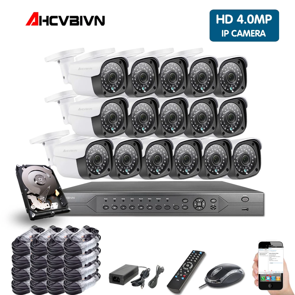 5MP HDMI POE NVR комплект CCTV система безопасности DVR 16 шт. аудио запись IP камера P2P видео 2
