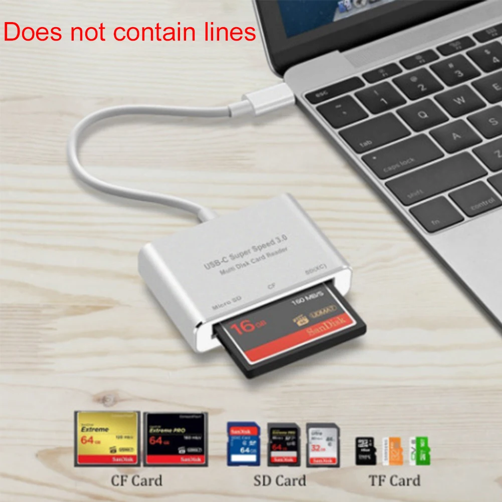 Для телефона MacBook портативный супер скорость CF TF Многофункциональный 3 в 1 считыватель карт легкий USB 3,0 type C