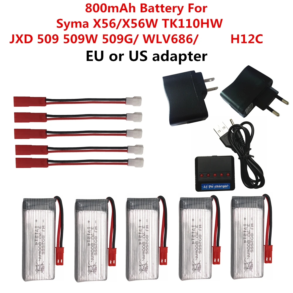Аккумулятор 3,7 в 800 мА · ч для Syma X54HC X54HW X56W TK110HW JXD509/509w/509g/WL V686 H12C RC