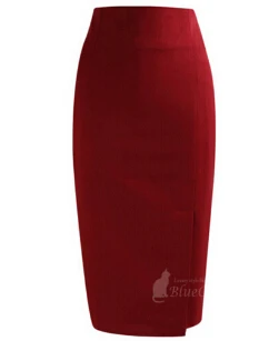 wine S-3XL модные юбки для женщин женские посылка хип Высокая Талия до колена Длина офисная OL профессия юбка-карандаш 5 цветов - Цвет: wine