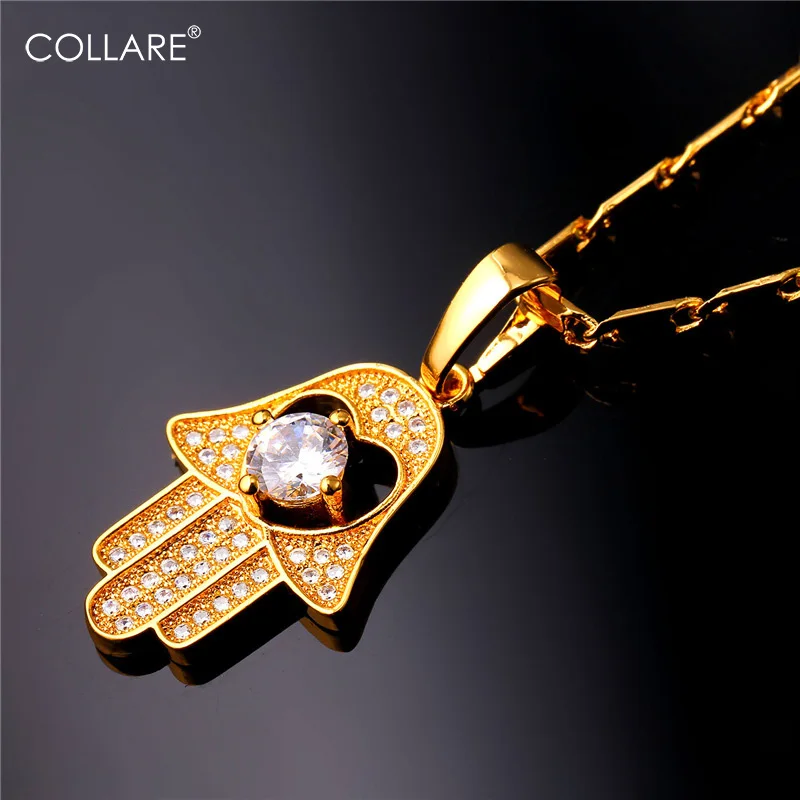 Ожерелье Collare сердце Хамса рука Фатимы подвеска Золотой/серебряный цвет стразы