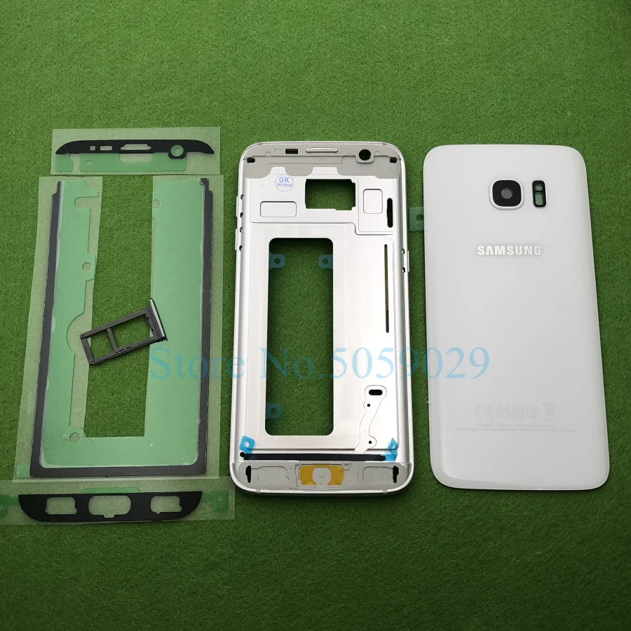 Для samsung Galaxy S7 Edge G935 G935F средняя передняя рамка полный корпус задний корпус под светодиод рамка Задняя стеклянная крышка двери