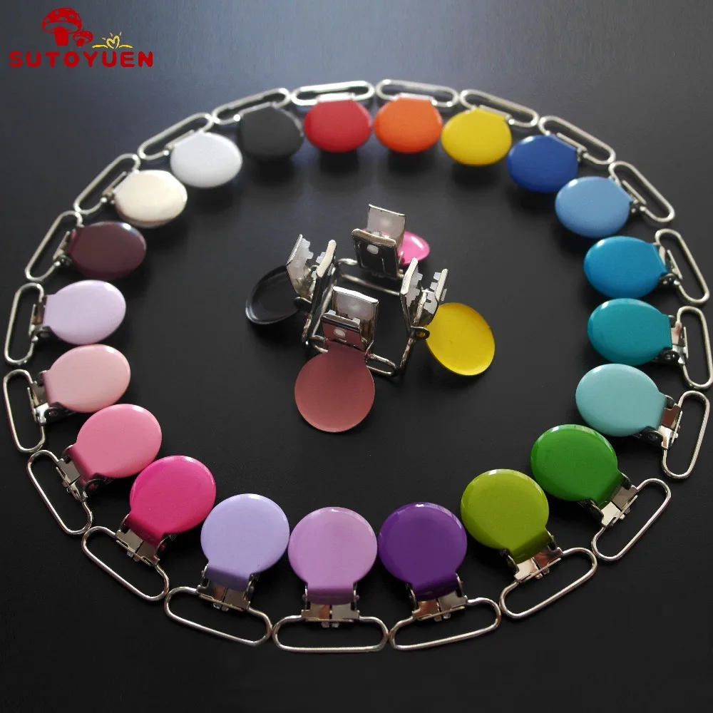 

Sutoyuen 5 шт./лот, металлический Топ, круглые зажимы на подтяжках, пустышки, Детские пустышки, держатель без свинца для 25 мм ленты