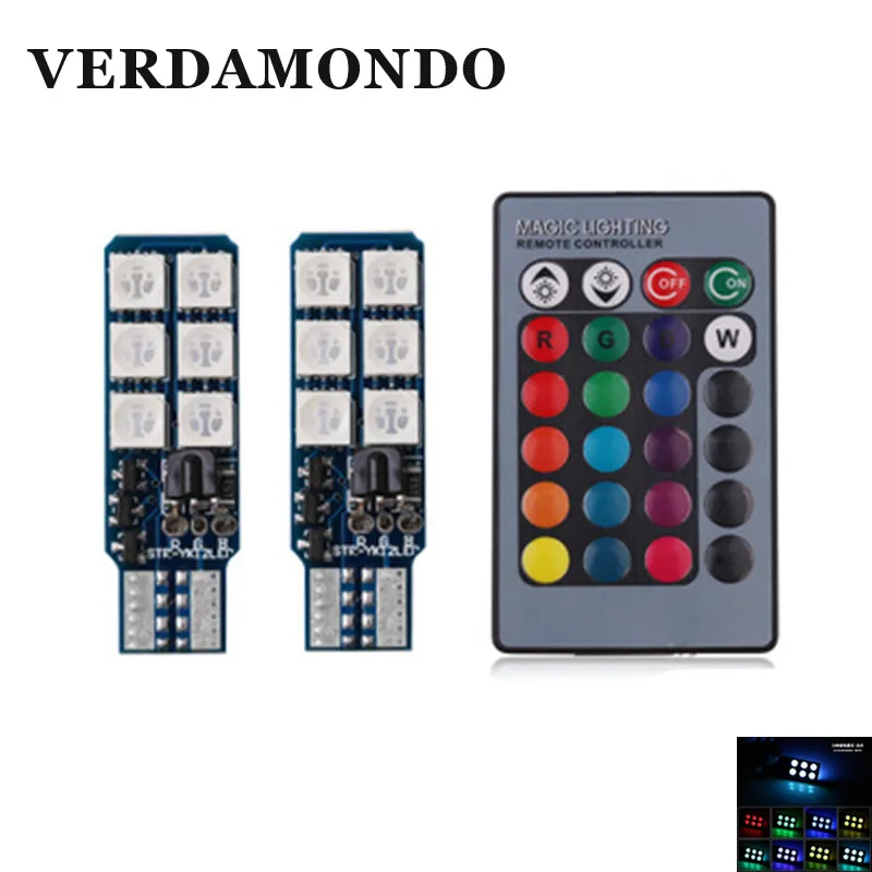 2 шт. автомобильные светодиодсветодиодный лампы T10 5050 12SMD W5W с пультом|Сигнальная