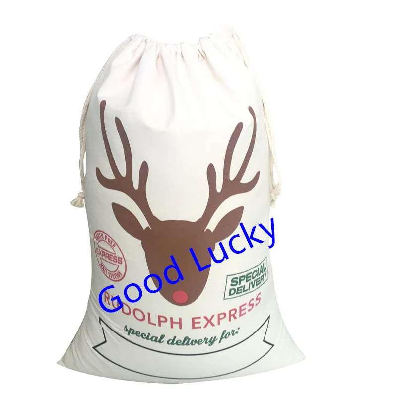 100 штук в партии персонализированные холщовые сумки Санта-Клауса Рождественский