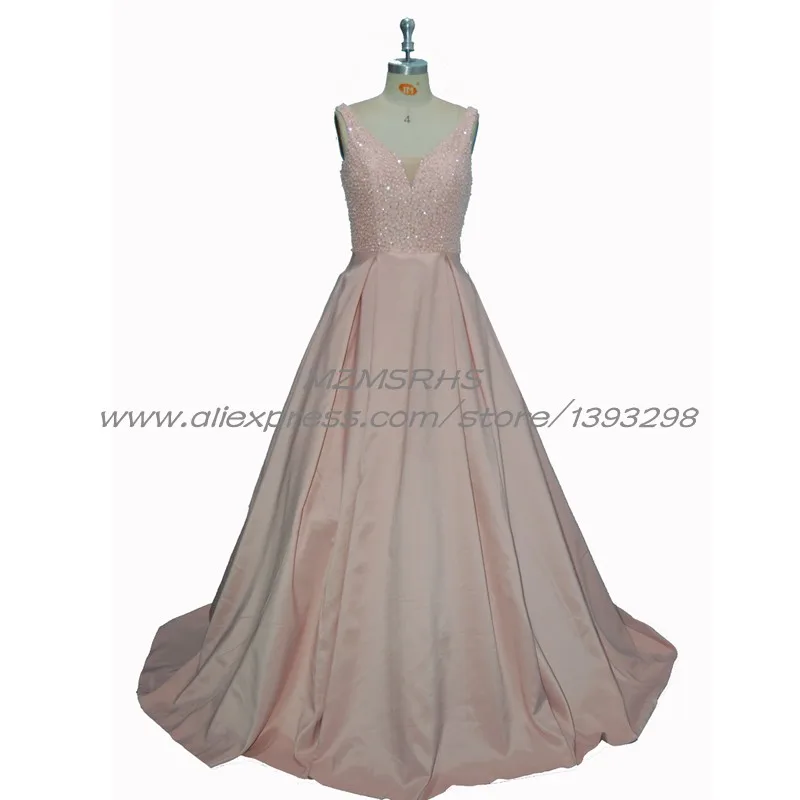 Блестящее бальное платье с бусинами и V образным вырезом для выпускного вечера 2017