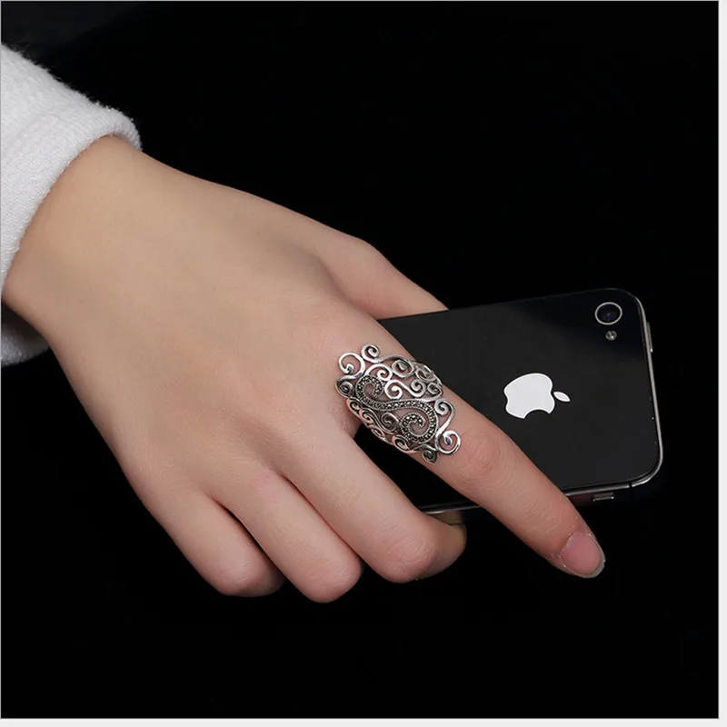 Uglyless Real S 925 пробы Серебряное кольцо на палец Marcasite женские открытые кольца