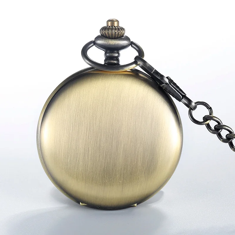 Уникальные черные гладкие карманные часы в стиле стимпанк мужские с Fob ожерелье