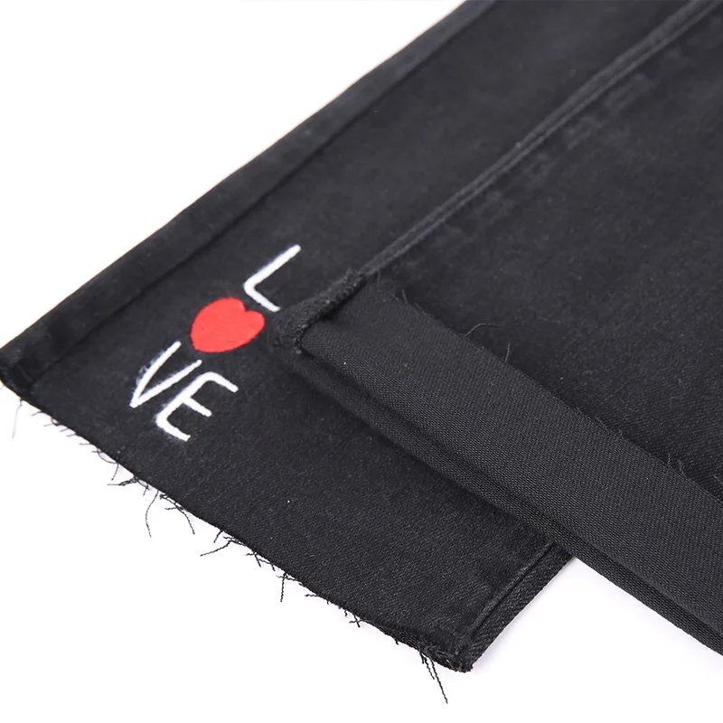 LEIJIJEANS 2019 весенние Стрейчевые черные джинсы с вышивкой размера плюс средняя талия