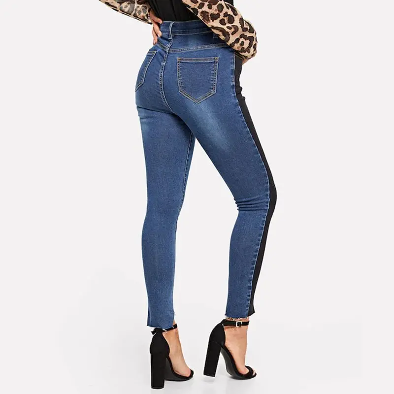 Джинсы женские с высокой талией pactwork черный синий деним 2019 Мода nine point Длинные