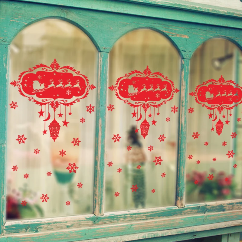 Санта-Клаус олень венок снежинки Счастливого Рождества настенные наклейки