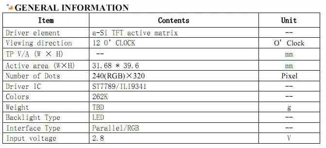 2,4 дюймов 36PIN HD TFT lcd POS экран ILI9341 ST7789 Привод IC 240(RGB)* 320 QVGA без сенсорной панели