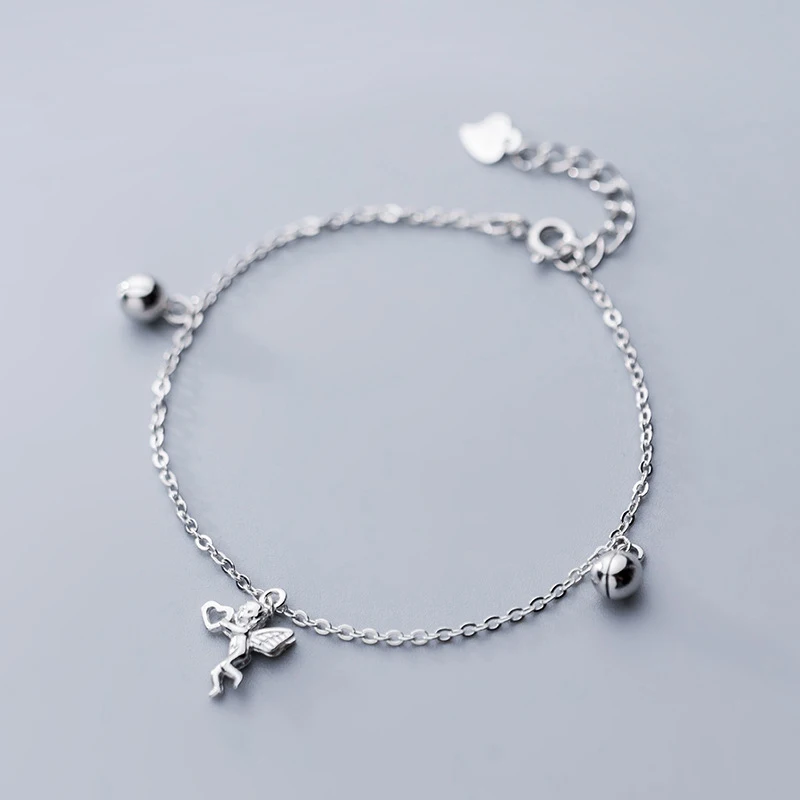 INZATT Real 925 Sterling Silver Angel Bracelet For Charming Women Party Cute Fine Jewelry Bead Accessories Gift | Украшения и