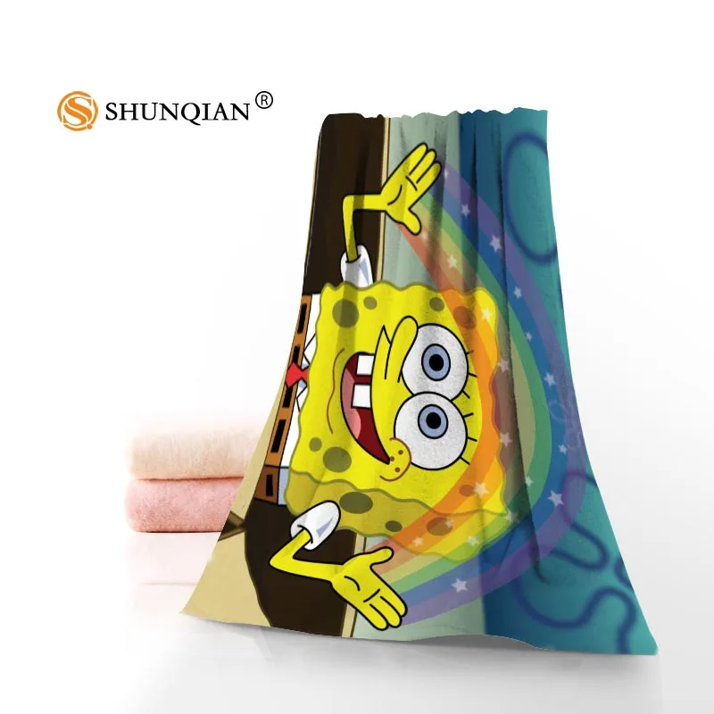 Towel Новые Пользовательские Губка Боб полотенце с принтом хлопок лицо/банные полотенца из микрофибры Ткань для детей Мужчины Женщины полотенце для душа s JK123 - Цвет: Towel