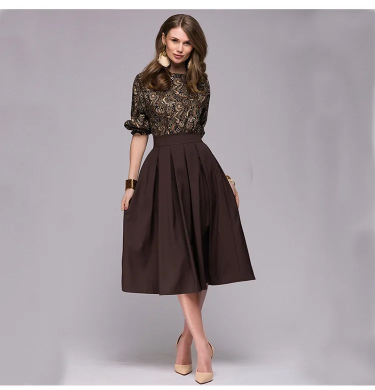 Женский дизайнерский комплект одежды винтажный из 2 предметов блузка с цветочным