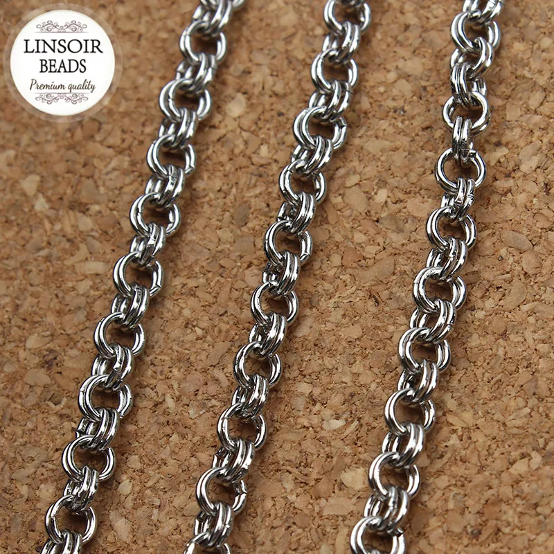5 м/лот кабель из нержавеющей стали Открытые двойные звенья цепочка ожерелье