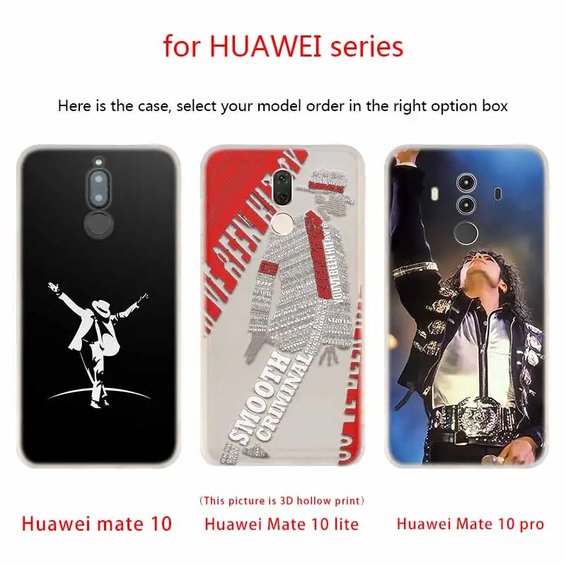 Прозрачный чехол Майкла Джексона мягкие силиконовые чехлы для Huawei Mate 10 Lite 20 Pro 20X S