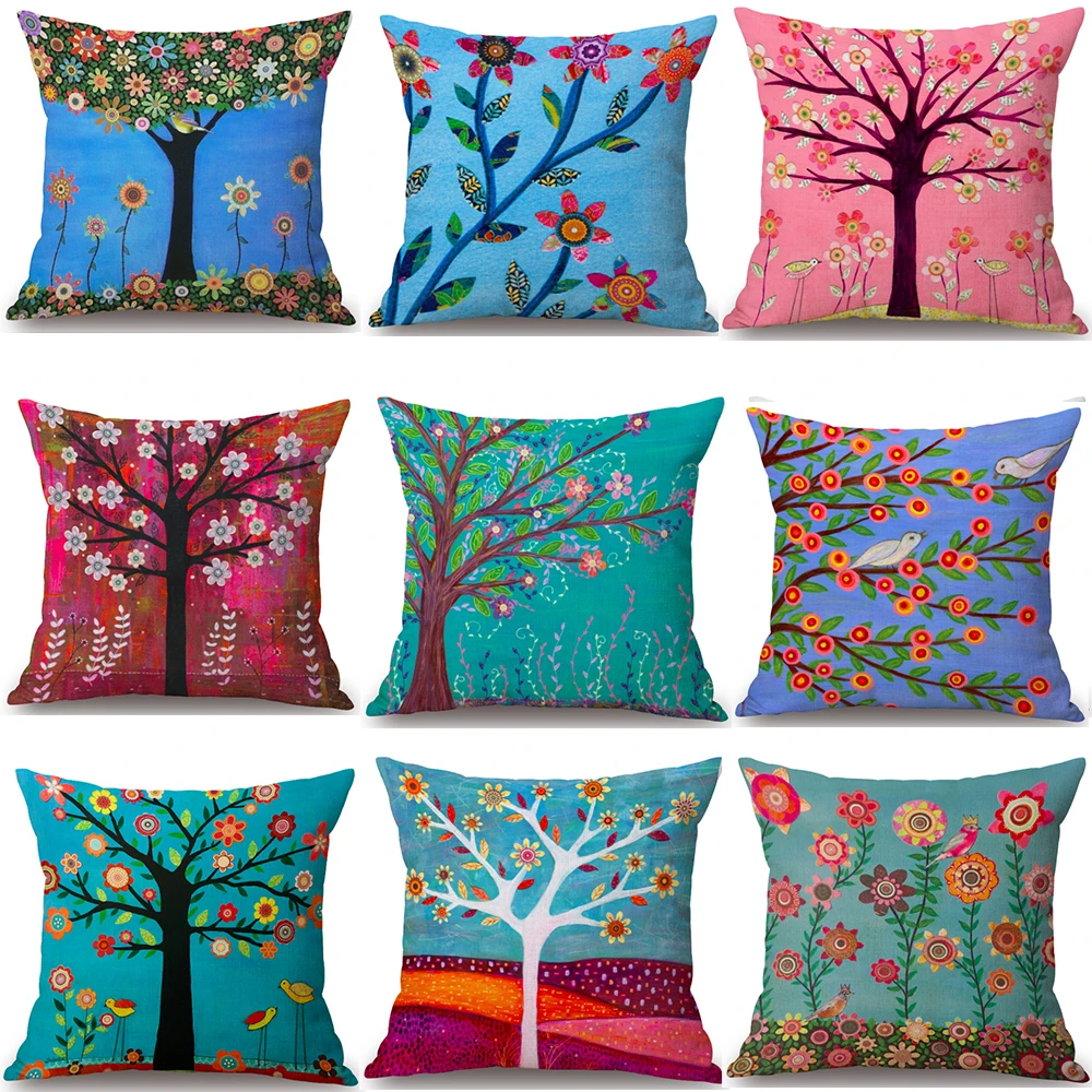 Lucky Tree винтажная Наволочка на шею с цветком льняная кровать диване подушка
