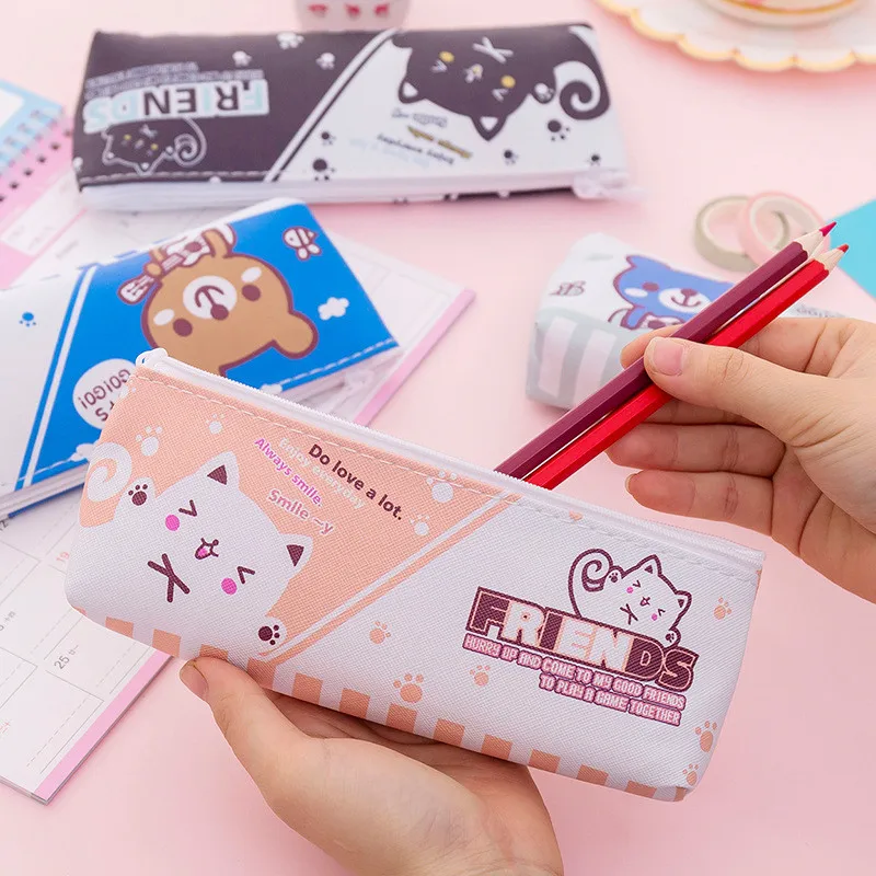 Helpro Kawaii Чехлы для карандашей в виде животных милая сумка треугольный дизайн