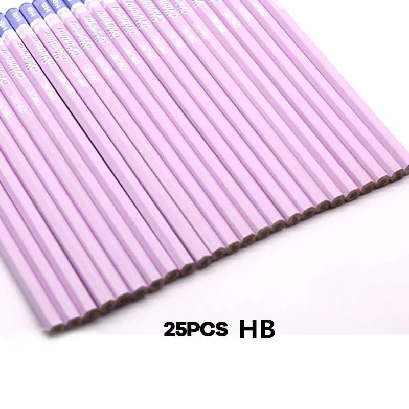 25pcs purple HB Deli 25/50 шт карандаш 2B/HB набор карандашей канцелярские товары для письма Стандартные Карандаши для школы липа офисные и школьные принадлежности - Цвет: 25pcs purple HB