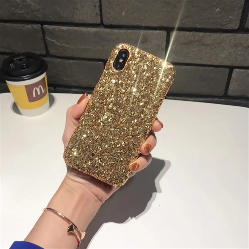 Тепла стильный 3D блеск блестящий чехол со светящимся напылением для iPhone XS X XR MAX 5 6