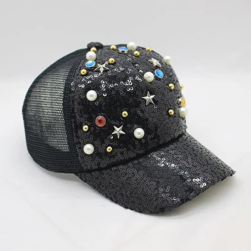 BINGYUANHAOXUAN летняя женская модная бейсболка с блестками и жемчугом Всесезонная