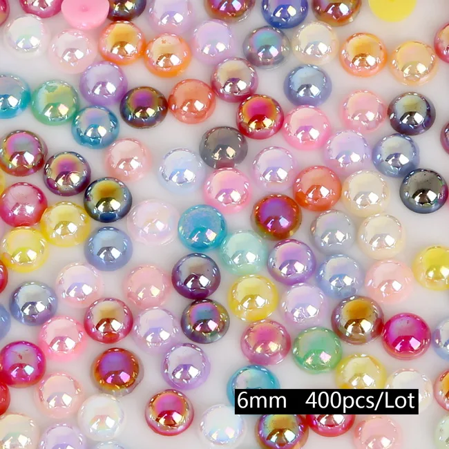 6mm 400pcs Mixed 50-1000 шт. Мульти Размеры AB Цвета полукруглый Flatback Пластик ABS имитация жемчуг для шитья одежды DIY craft украшения - Цвет: 6mm 400pcs Mixed