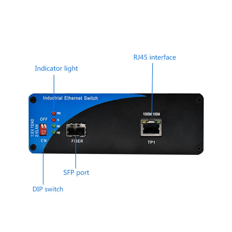 SFP 10/100 м Ethernet волоконный преобразователь промышленный 1 порт rj45 POE коммутатор