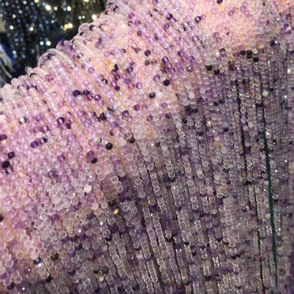 Small Beads Natural Stone Purple Fluorite 2 mm Section Loose for Jewelry Making Necklace DIY Bracelet | Украшения и аксессуары
