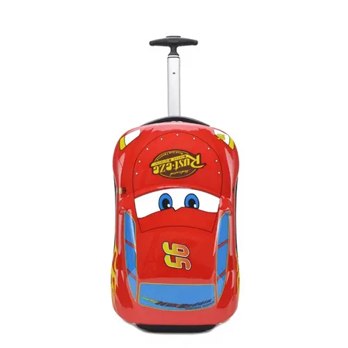 Red car KLQDZMS 3D дети прокатки багаж ABS Автомобильная игрушка из мультфильма тележка чемодан Дорожный чемодан для детей - Цвет: Red car