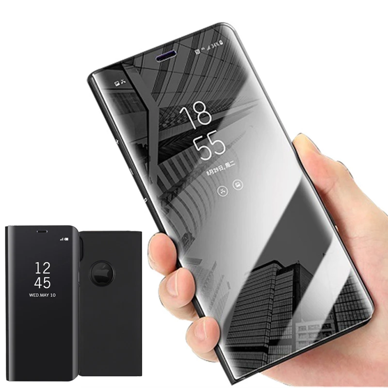 Зеркальный прозрачный флип-чехол для iPhone 13 12 Mini 11 Pro Max XS MAX XR X противоударный чехол
