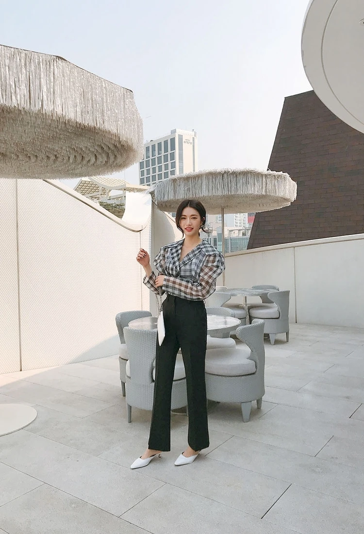WHITNEY WANG 2019 весенне-летняя модная уличная винтажная стильная клетчатая сетчатая