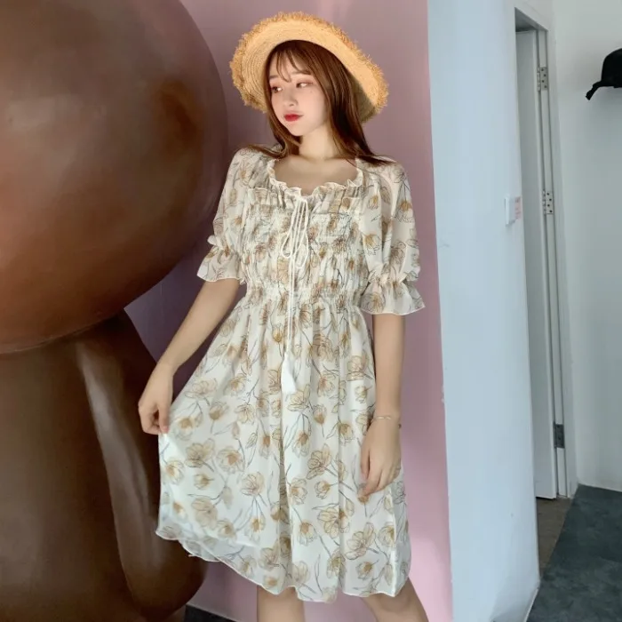 

Summer Women's New Korean Slim Fit Fairy Beach Holiday Floral Dress Fashion Sweet And Lovely Party Beach Dresses