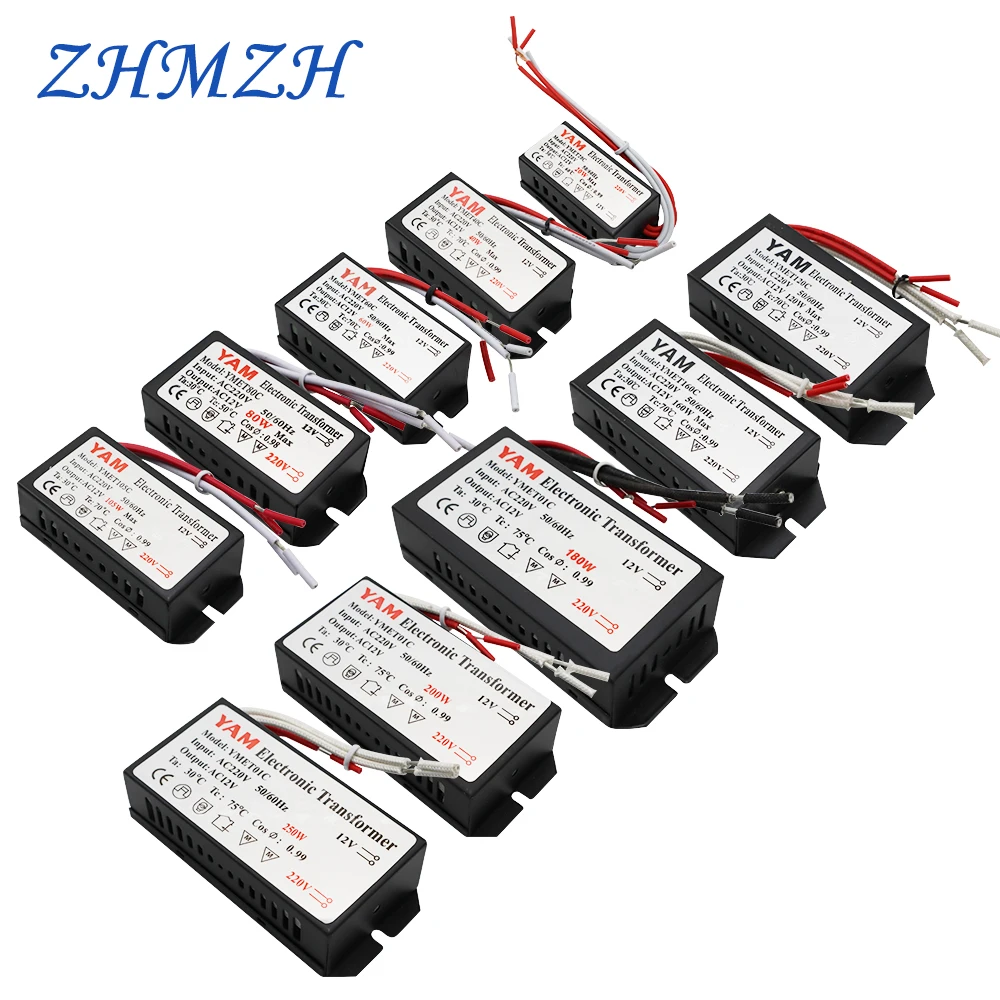 YAM 60 Вт 80 Вт 105 Вт 120 Вт 160 Вт 180 Вт 200 Вт 250 Вт AC220V к AC12V электронный трансформатор для G4 кварцевая лампа галогенная лампа хрустальная лампа