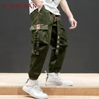 Мужские брюки-карго KUANGNAN, брюки-карго с лентами в китайском стиле, Японская уличная одежда для бега, мужские брюки в стиле хип-хоп, 2019