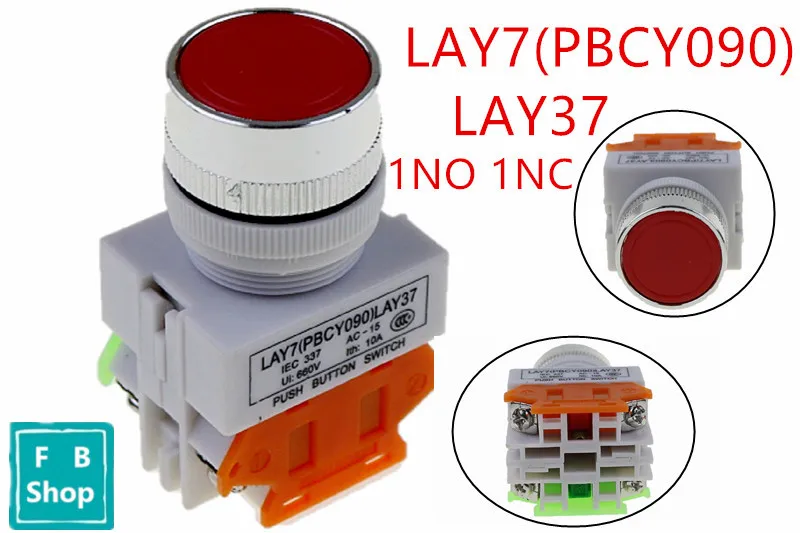 LAY7 (PBCY090) LAY37 11BN красный 10A 660 В Мгновенный кнопочный переключатель 1NO